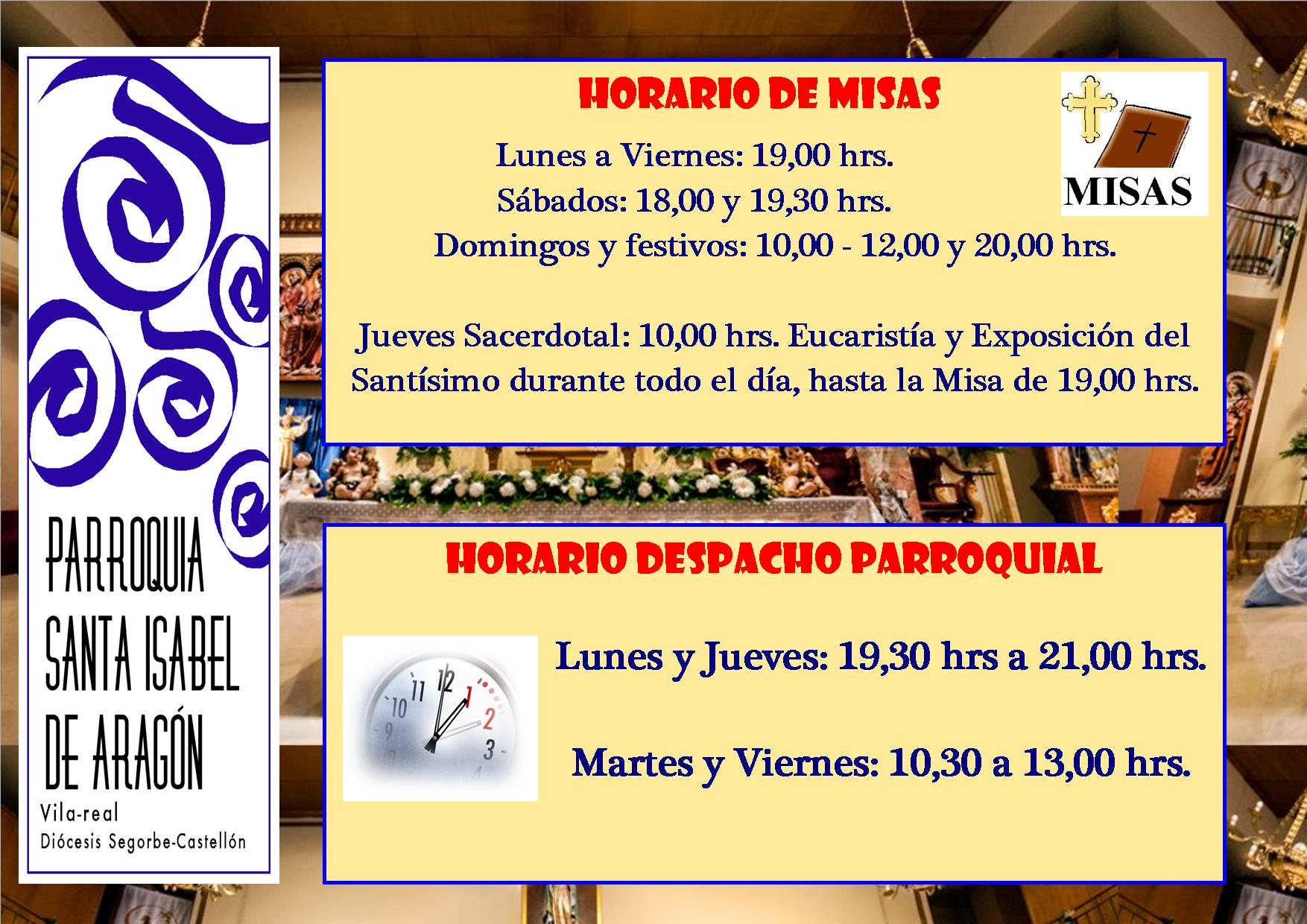 HORARIO DE MISAS INVIERNO 2013